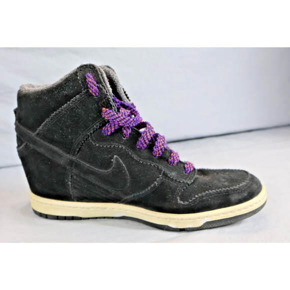 Nike Dunk Sky Hi Shoes Womens Size 8.5 Black Wedge Suede High Top 528899-010 - Picture 7 of 7
